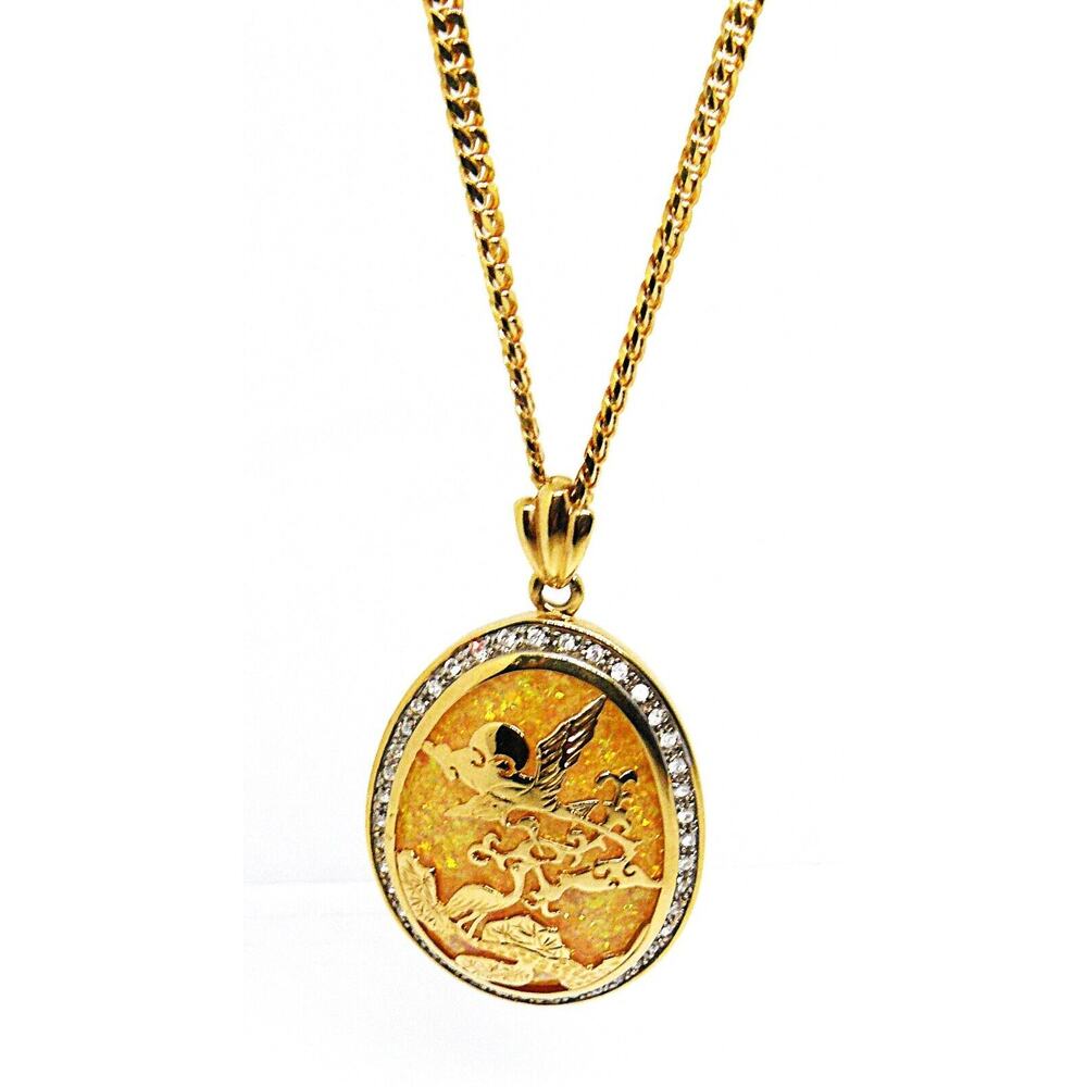 NADRI 2.75" Pendant 10K GF Gold Birds CZs Sparkly Background 10K GF 24" Chain - Picture 1 of 3